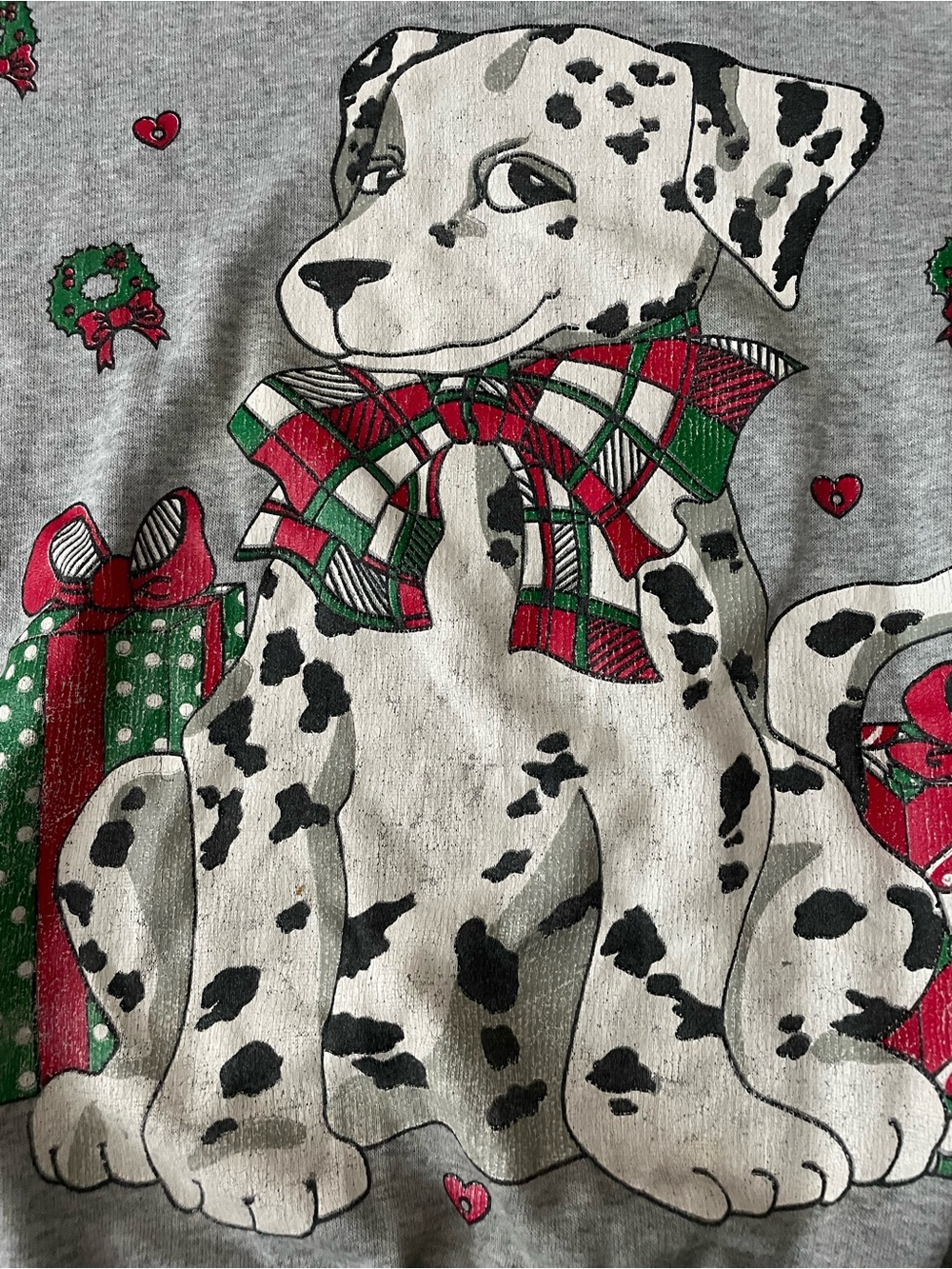 Vintage Karen Blake Christmas Dalmatian Dog Sweater Women Small Made In USA Vtg